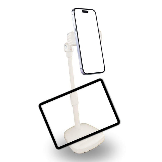 Masa Üstü Tablet ve Telefon Tutucu Plastik Aparat Beyaz Telefon Standı (4887)