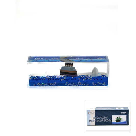 MAVİ SU GEMİ - ADA D.GEN MİKA YÜZEN BATMAYAN DEKORATİF BİBLO AKVARYUM 4.5X13X4.2CM (4887)