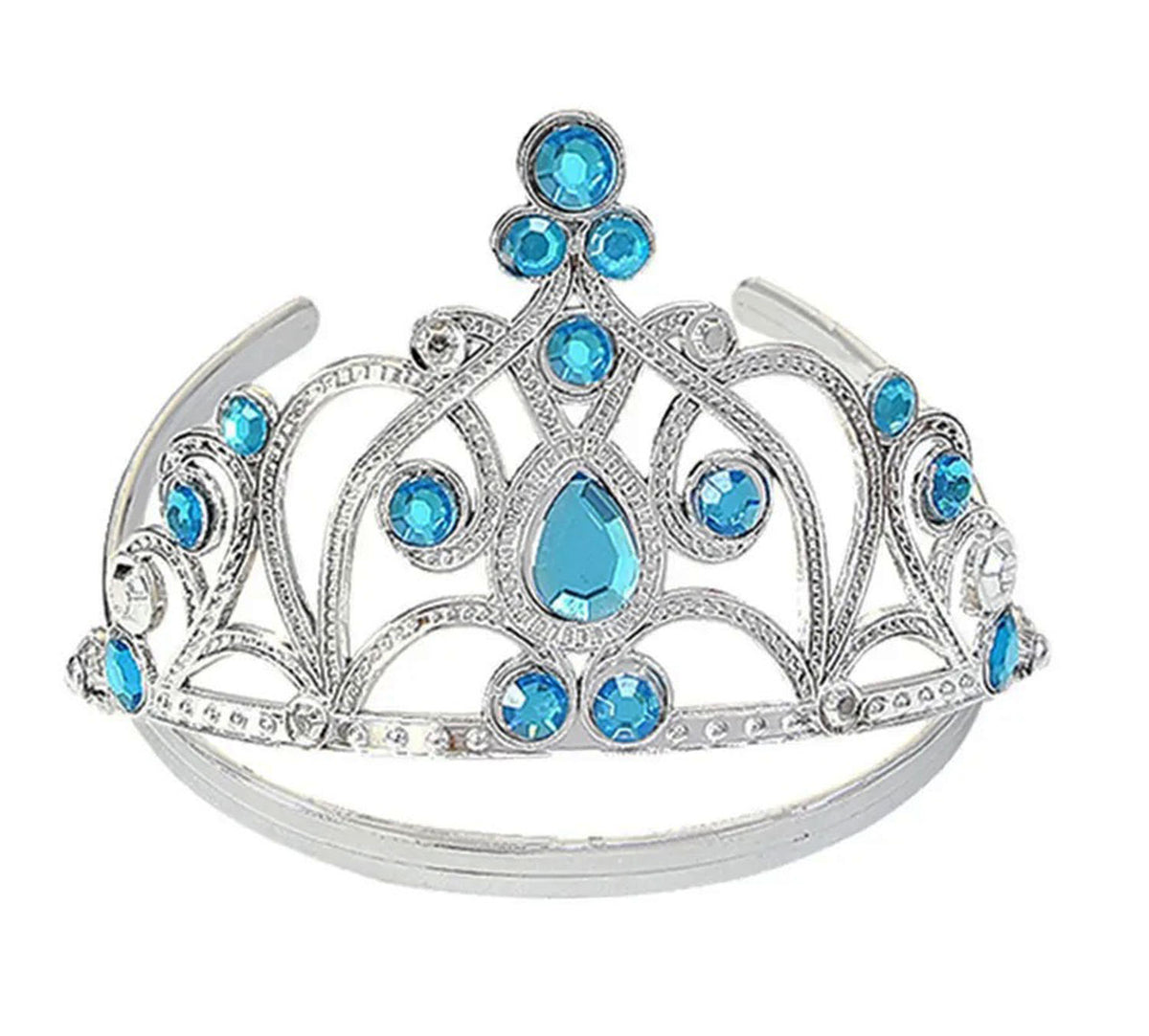 Mavi Taşlı Elsa Çocuk Tacı Prenses Tacı Kraliçe Tacı 16x14 cm (4887)