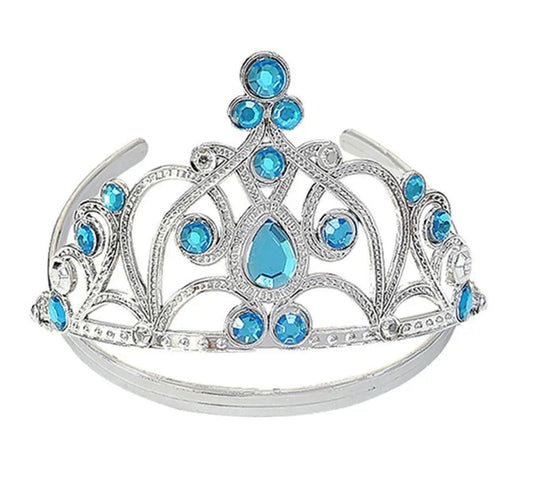 Mavi Taşlı Elsa Çocuk Tacı Prenses Tacı Kraliçe Tacı 16x14 cm (4887)
