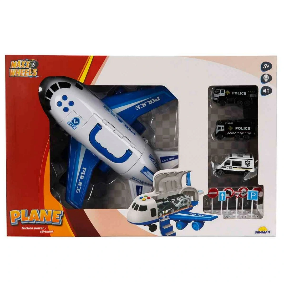 Maxx Wheels Sesli ve Işıklı Sürtmeli Polis Uçağı S01004347
