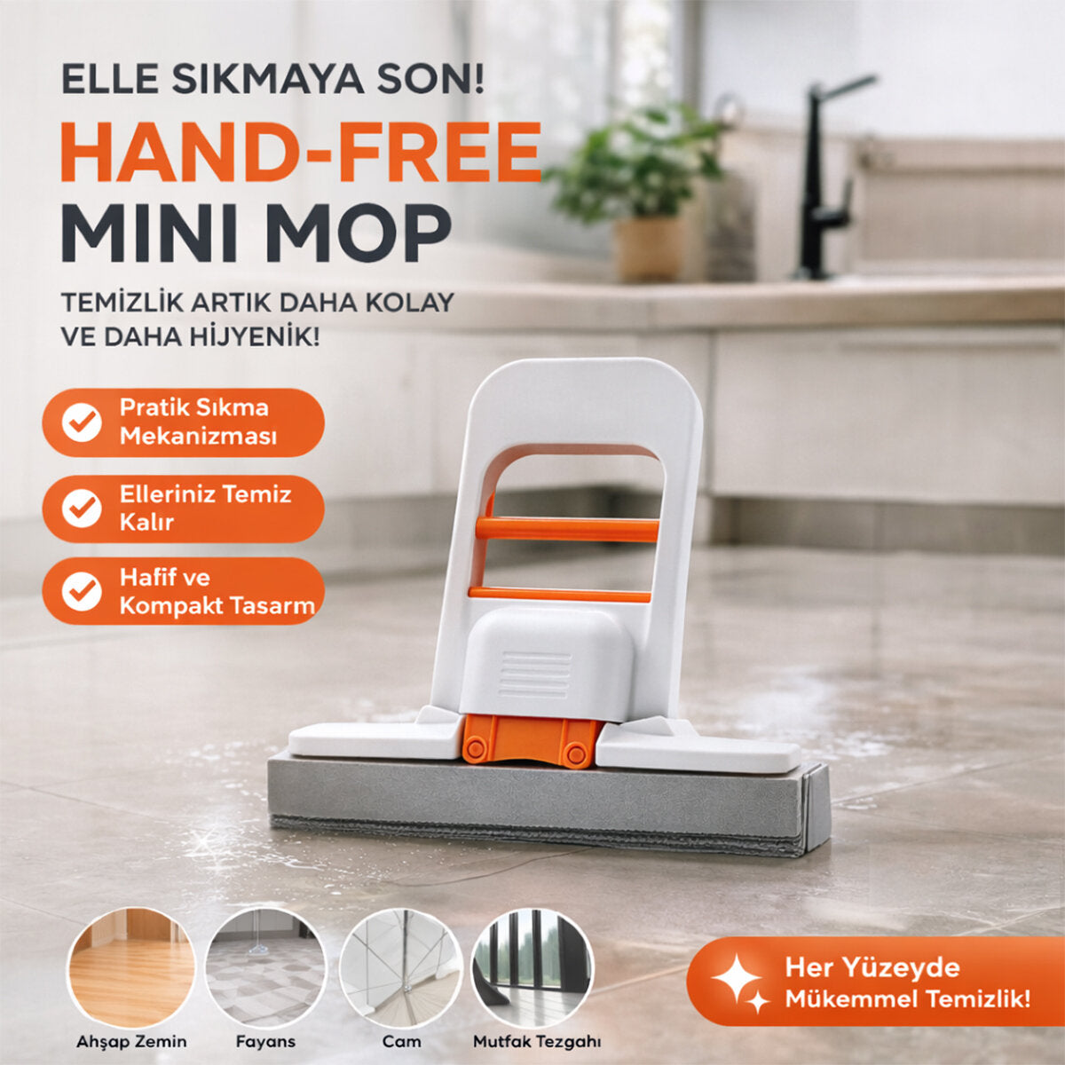 MİNİ MOP 180° TEMİZLİK APARATI TEZGAH - PENCERE - CAM - ZEMİN (4887)