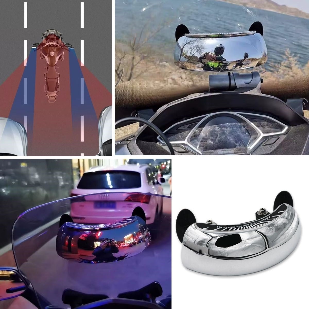 Motosiklet İçin Islanmaya Dayanıklı Geniş Açı Görme ve Kör Nokta Aynası (4887)