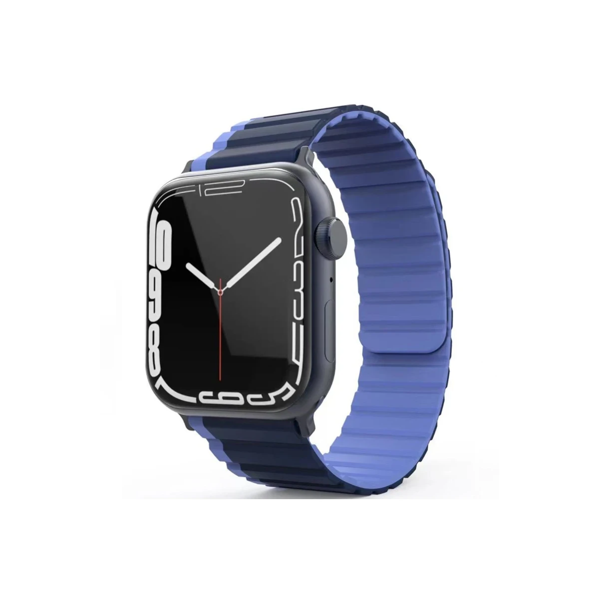 Movenchy Apple Watch 42mm MO-WB1 Çift Renk Mıknatıslı Silikon Kordon - Lacivert-Mavi