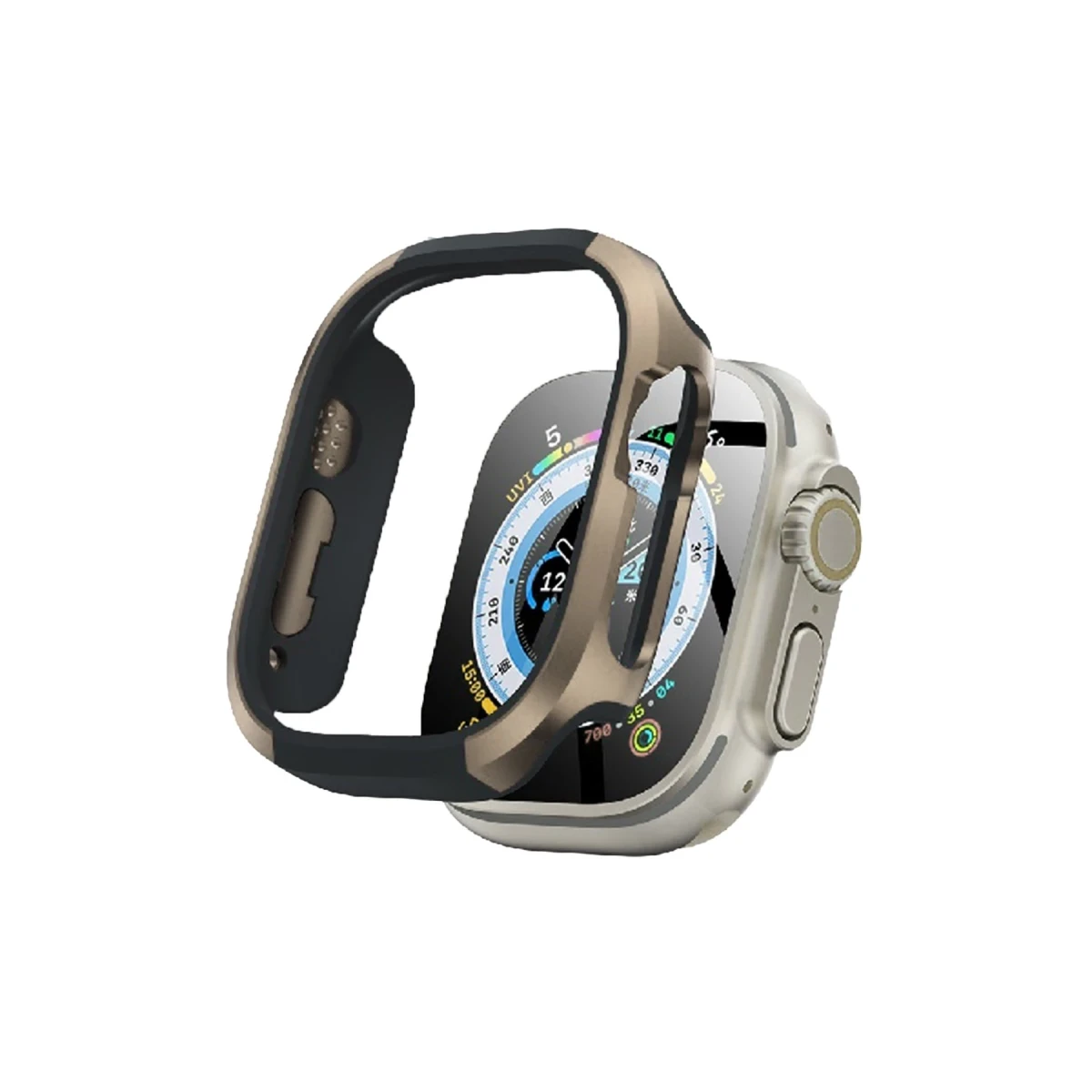 Movenchy Apple Watch Ultra 49mm MO-WT3 Alüminyum Kasa Koruyucu - Gold