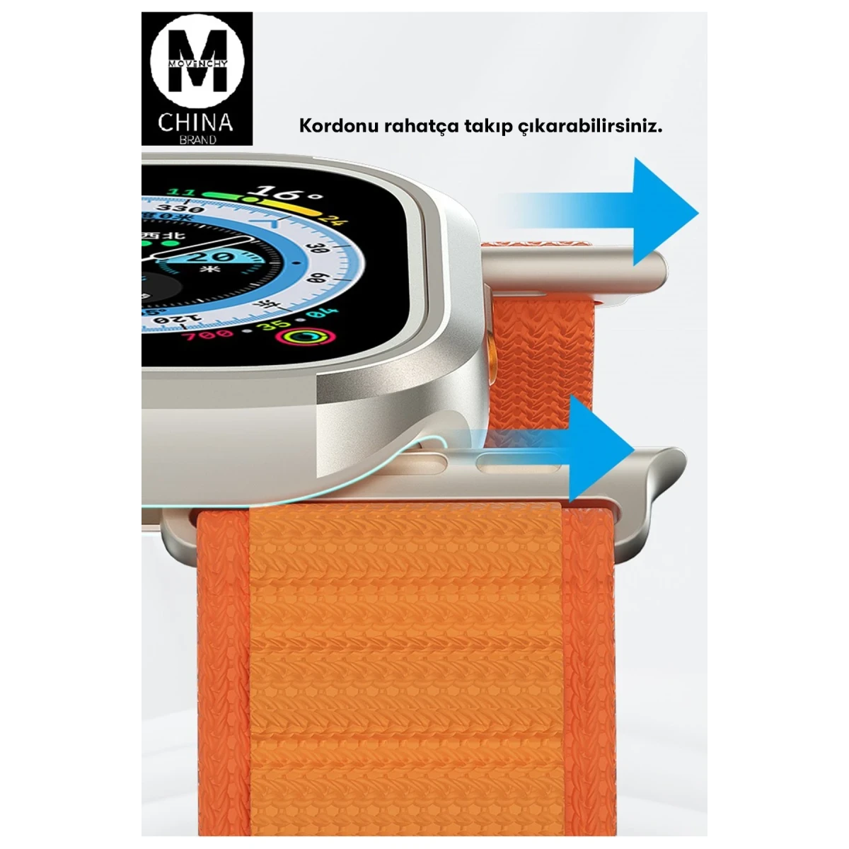 Movenchy Apple Watch Ultra 49mm MO-WT3 Alüminyum Kasa Koruyucu - Gold