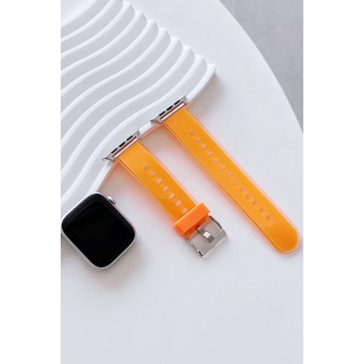 Movenchy Apple Watch 38mm Jelly Silikon Kordon - Turuncu