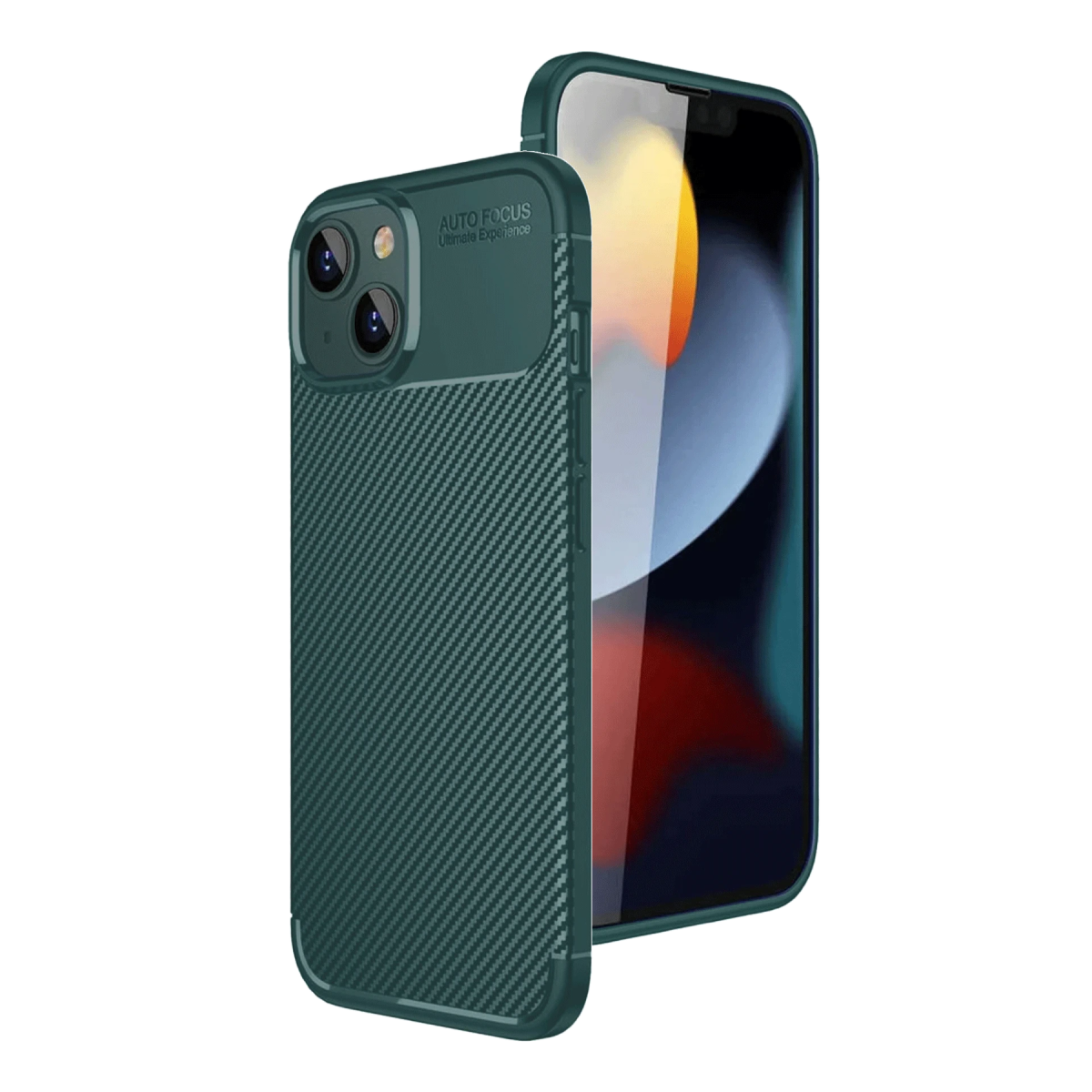 Apple iPhone 15 Kılıf Auto Focus Karbon Kapak - Yeşil