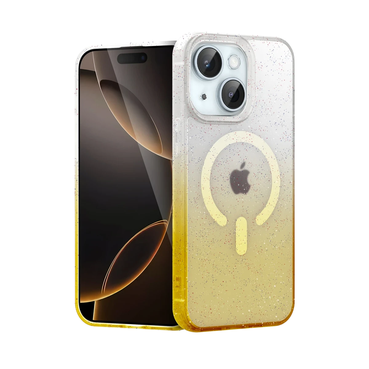 Apple iPhone 15 Plus Pummel Shiny Magsafe Kapak - Gold