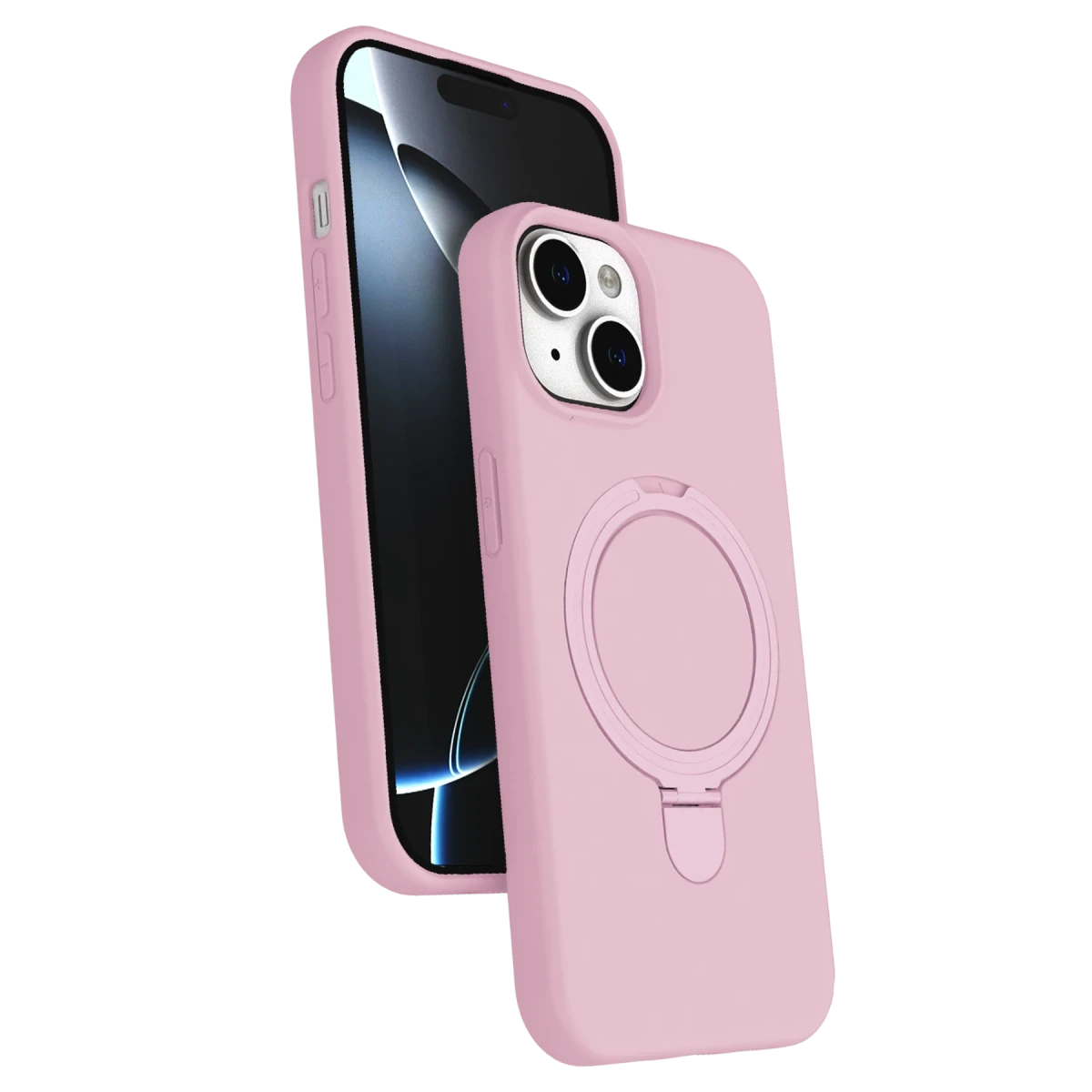 Apple iPhone 15 Plus Regal Magsafe Standlı Kapak - Açık Pembe
