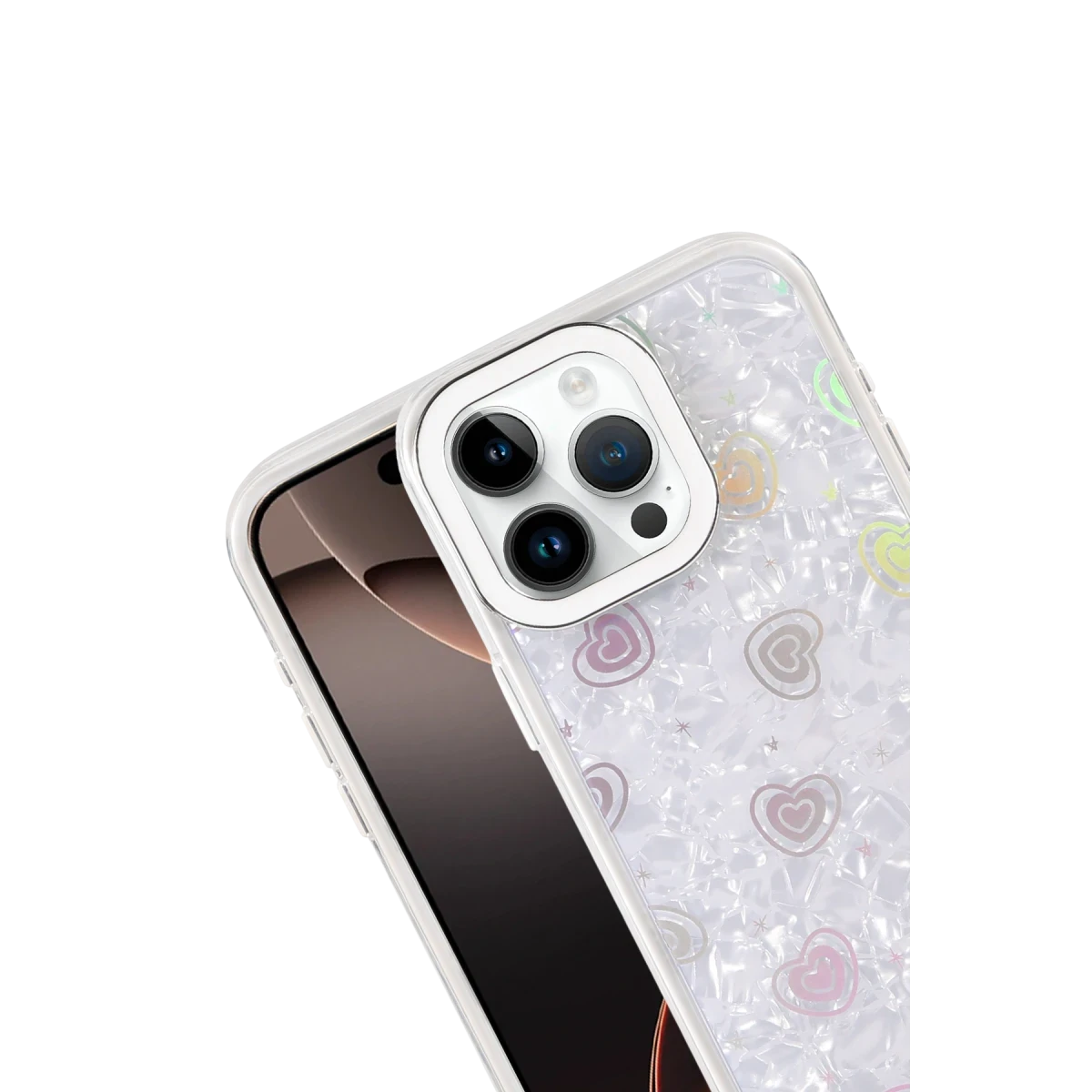 Apple iPhone 15 Pro Lumi Desenli Kapak - Beyaz