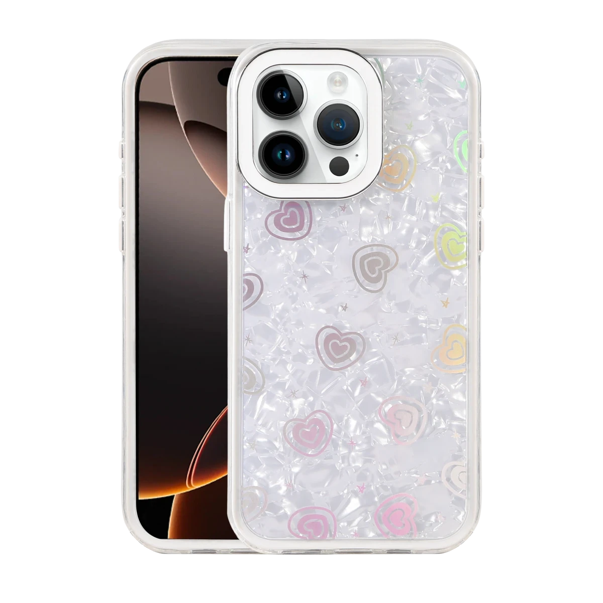 Apple iPhone 15 Pro Lumi Desenli Kapak - Beyaz