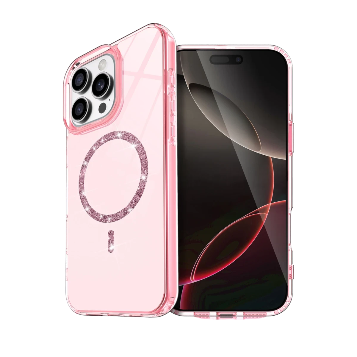 Apple iPhone 15 Pro Max Live Diamond Magsafe Kapak - Pembe