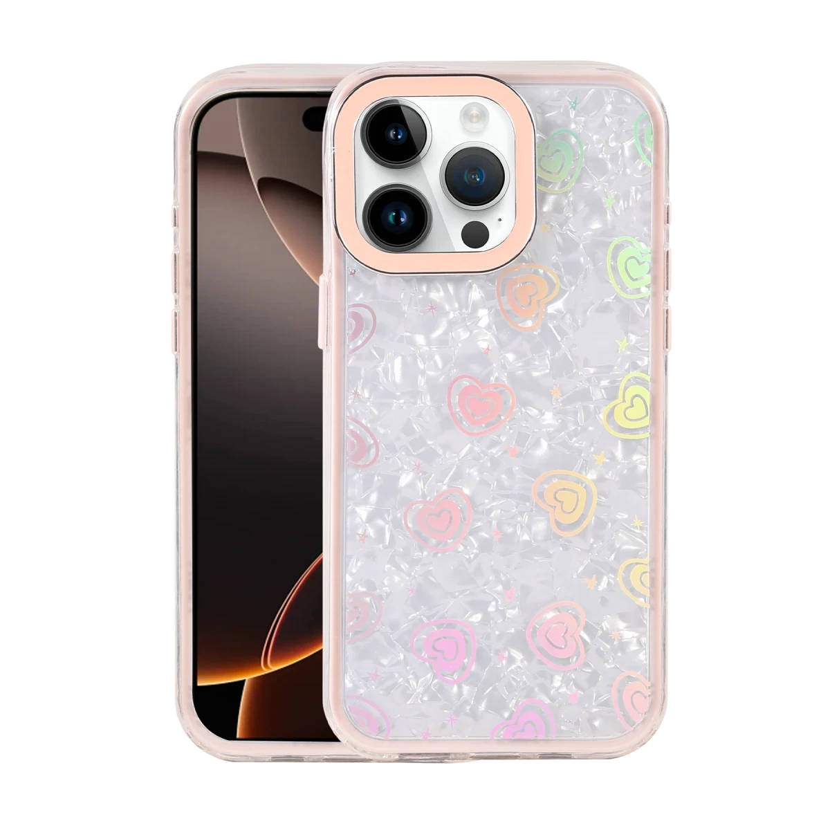 Apple iPhone 15 Pro Max Lumi Desenli Kapak - Pembe