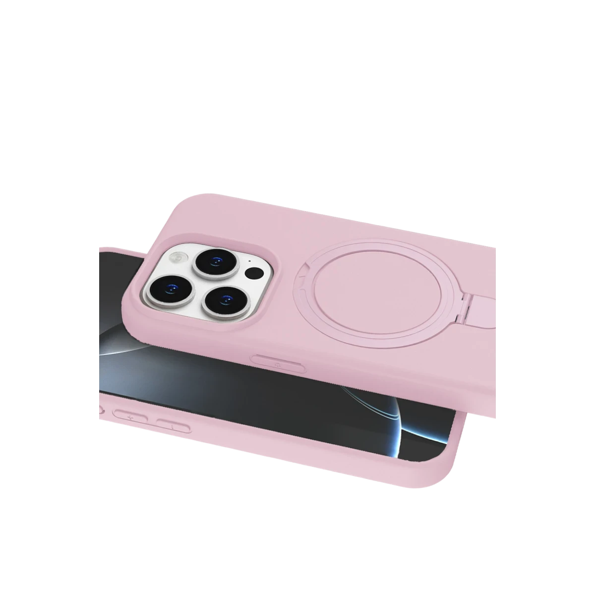 Apple iPhone 15 Pro Max Regal Magsafe Standlı Kapak - Açık Pembe