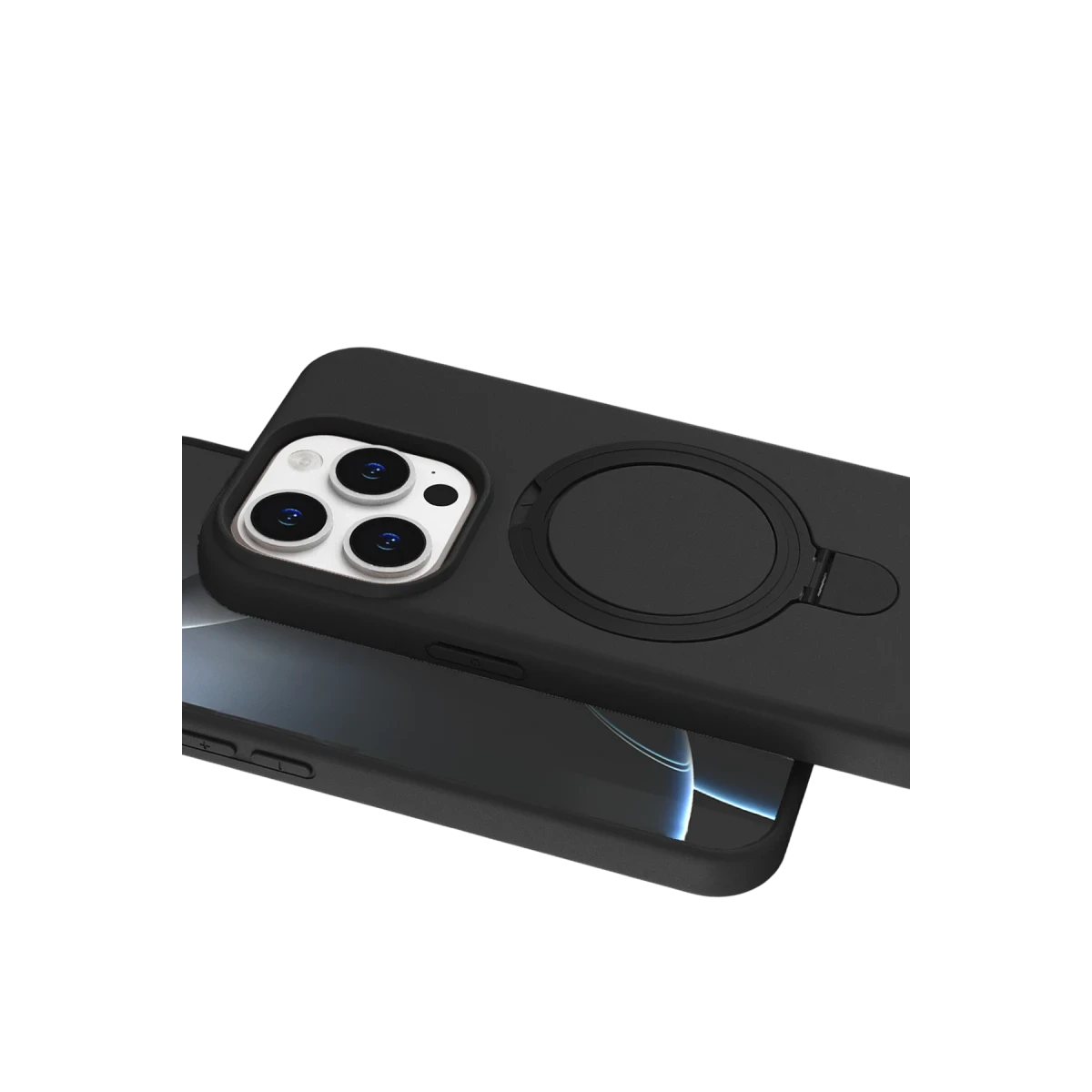 Apple iPhone 15 Pro Max Regal Magsafe Standlı Kapak - Siyah