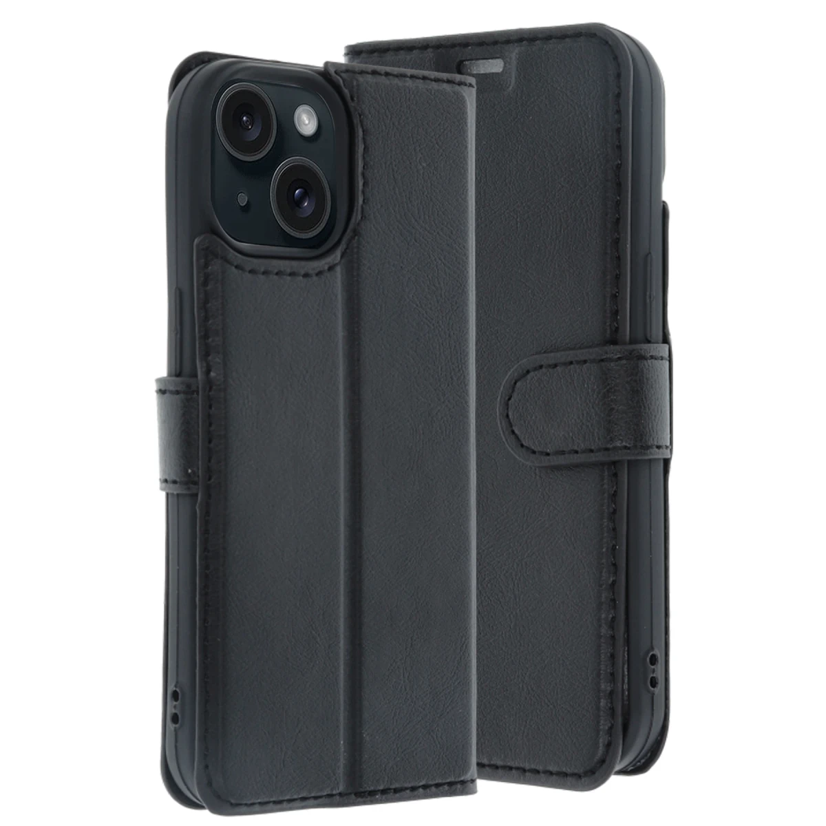 Apple iPhone 15 Trend S Plus Kapaklı Kılıf - Siyah