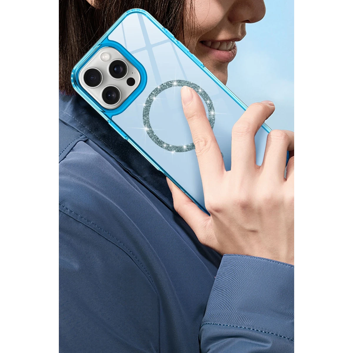 Apple iPhone 16 Pro Live Diamond Magsafe Kapak - Mavi