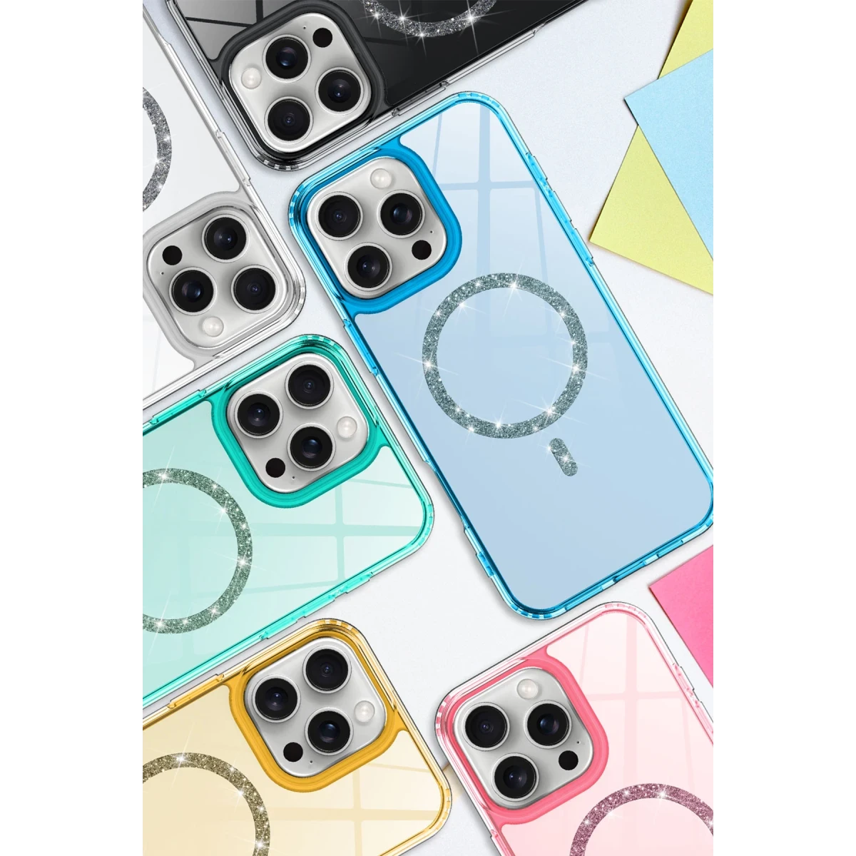 Apple iPhone 16 Pro Max Live Diamond Magsafe Kapak - Pembe