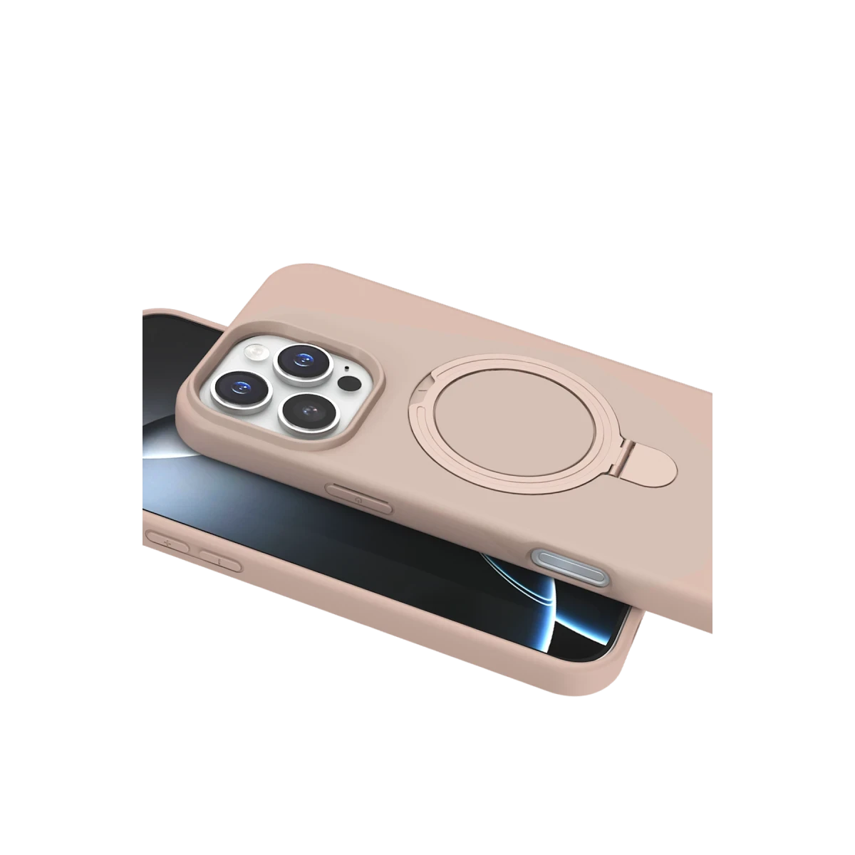Apple iPhone 16 Pro Regal Magsafe Standlı Kapak - Çöl Titanyum