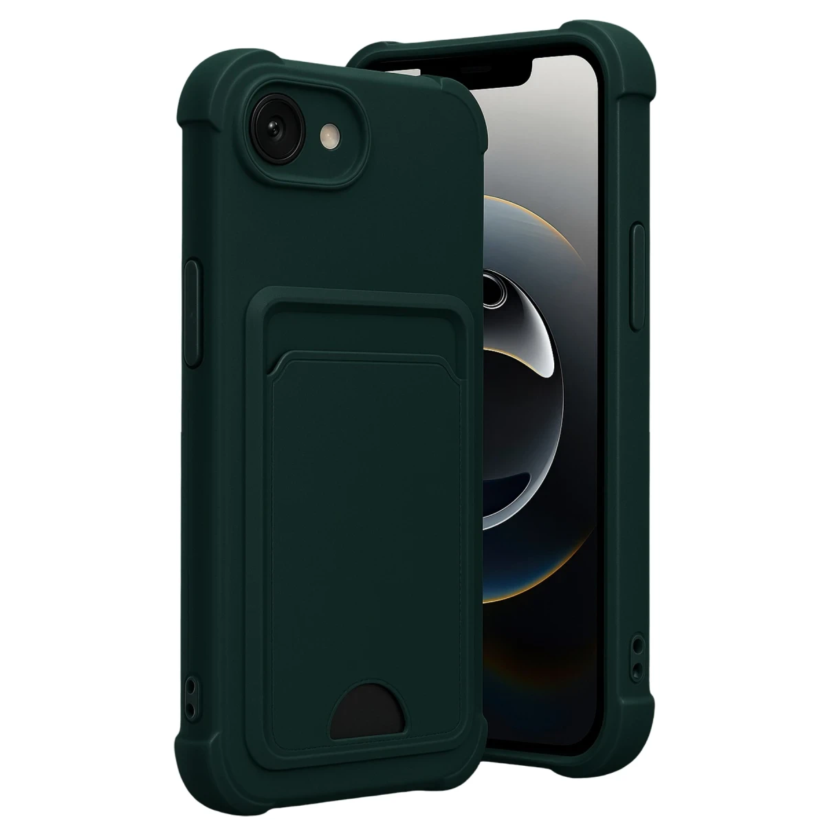 Apple iPhone 16E Kelvin Kartvizitli Silikon - Koyu Yeşil