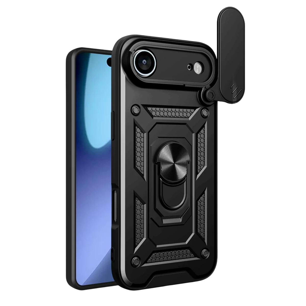 Apple iPhone 17 Air Pars Lens Yüzüklü Silikon - Siyah