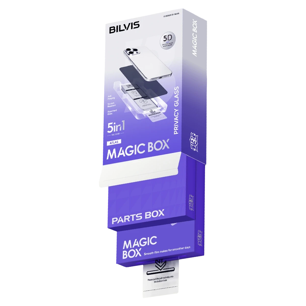 Apple iPhone 17 Bilvis 5in1 5D Magic Hayalet Cam Ekran Koruyucu - Siyah