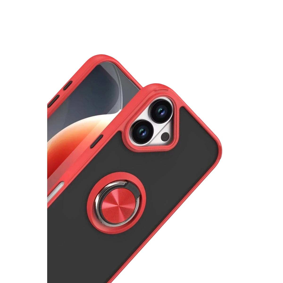 Apple iPhone 17 Montreal Yüzüklü Silikon Kapak - Kırmızı