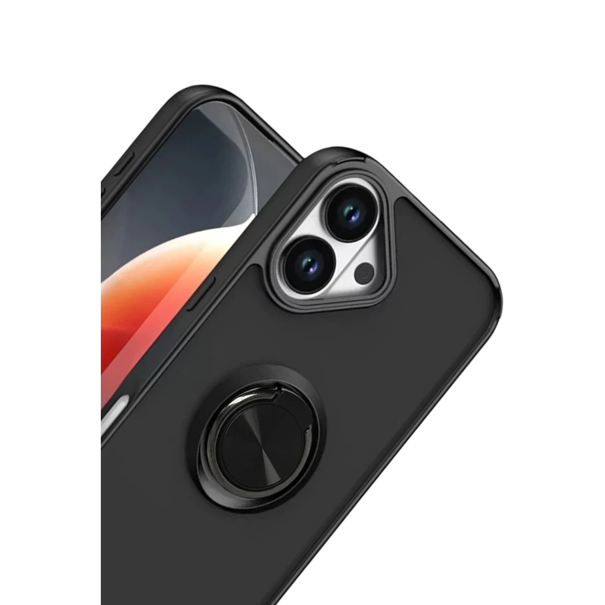Apple iPhone 17 Montreal Yüzüklü Silikon Kapak - Siyah