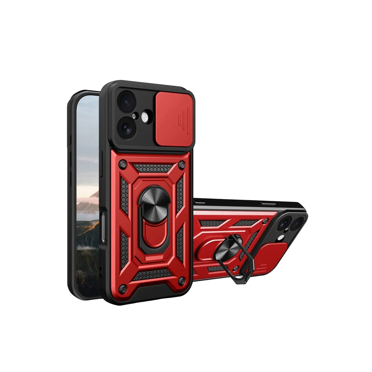 Apple iPhone 17 Pars Lens Yüzüklü Silikon - Kırmızı