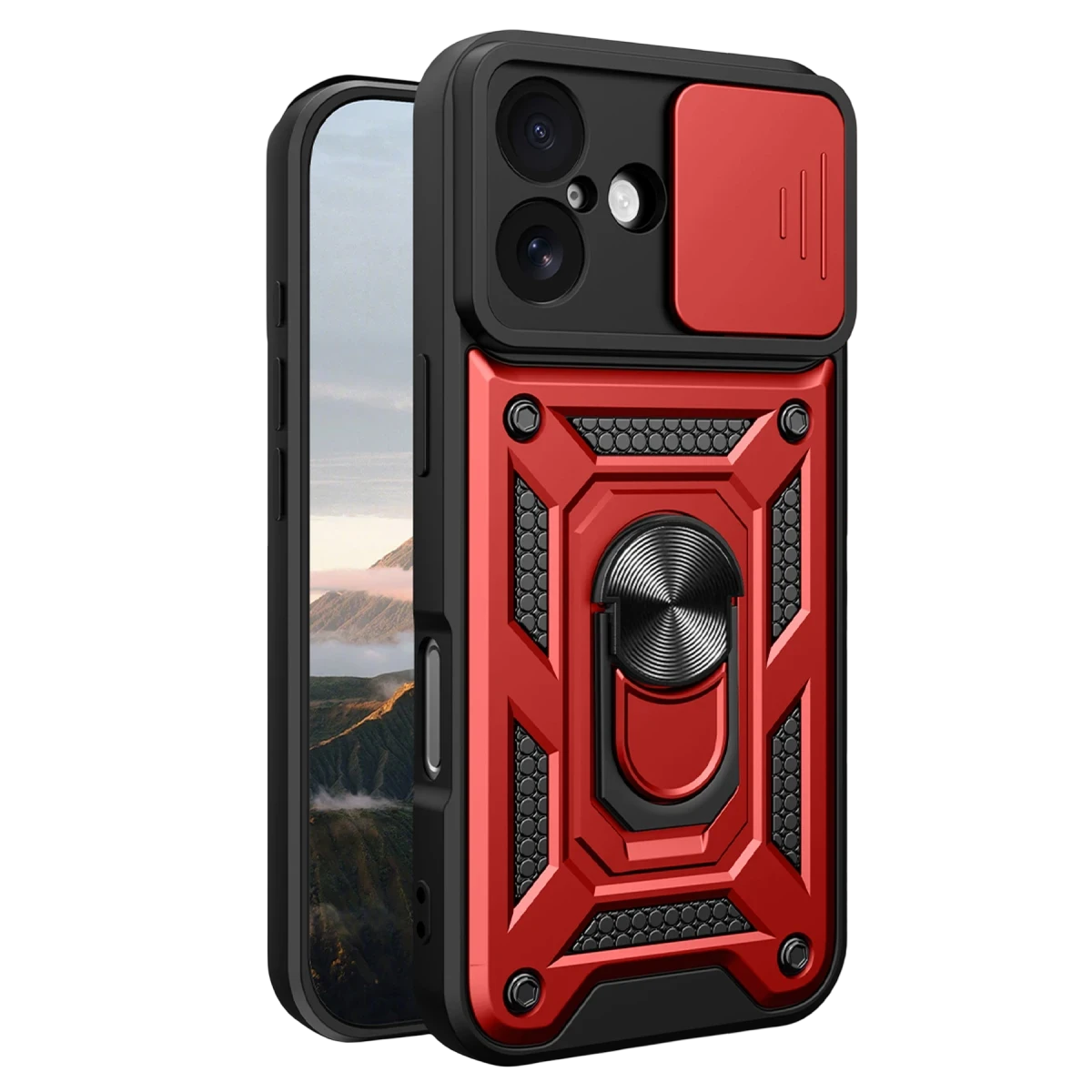 Apple iPhone 17 Pars Lens Yüzüklü Silikon - Kırmızı