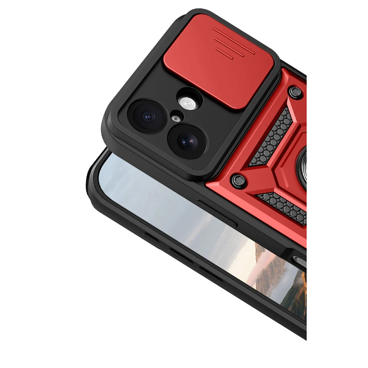 Apple iPhone 17 Pars Lens Yüzüklü Silikon - Kırmızı