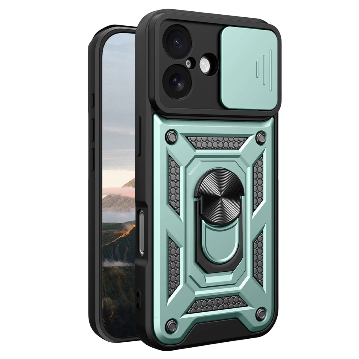 Apple iPhone 17 Pars Lens Yüzüklü Silikon - Yeşil