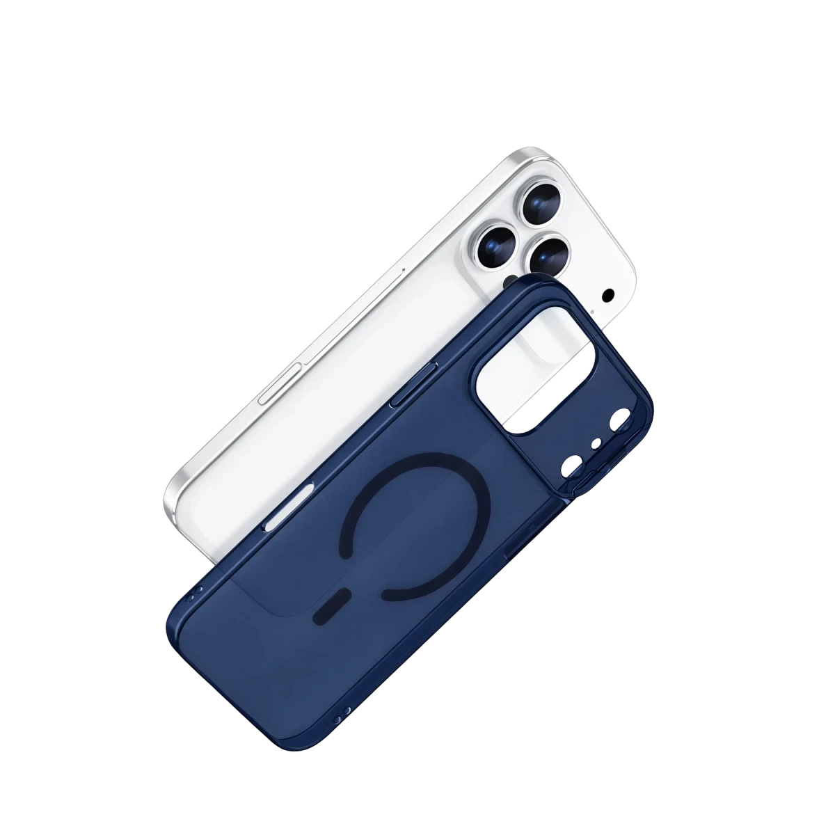 Apple iPhone 17 Pro Combo Sert Şeffaf Magsafe Kapak - Mavi