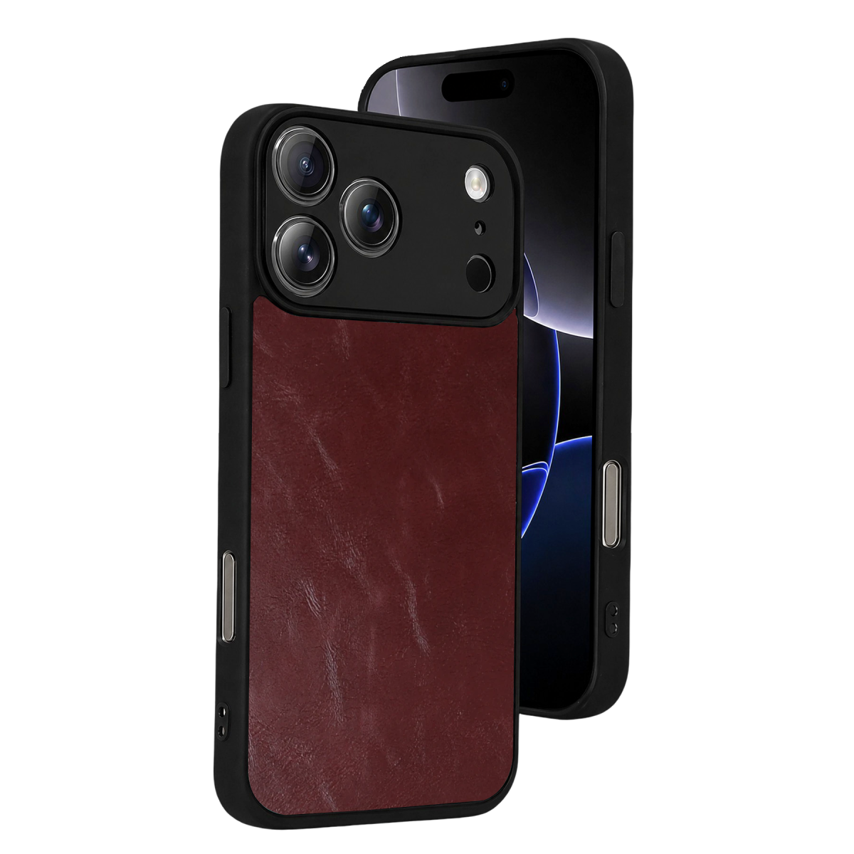 Apple iPhone 17 Pro Max Aras Deri Kapak - Bordo