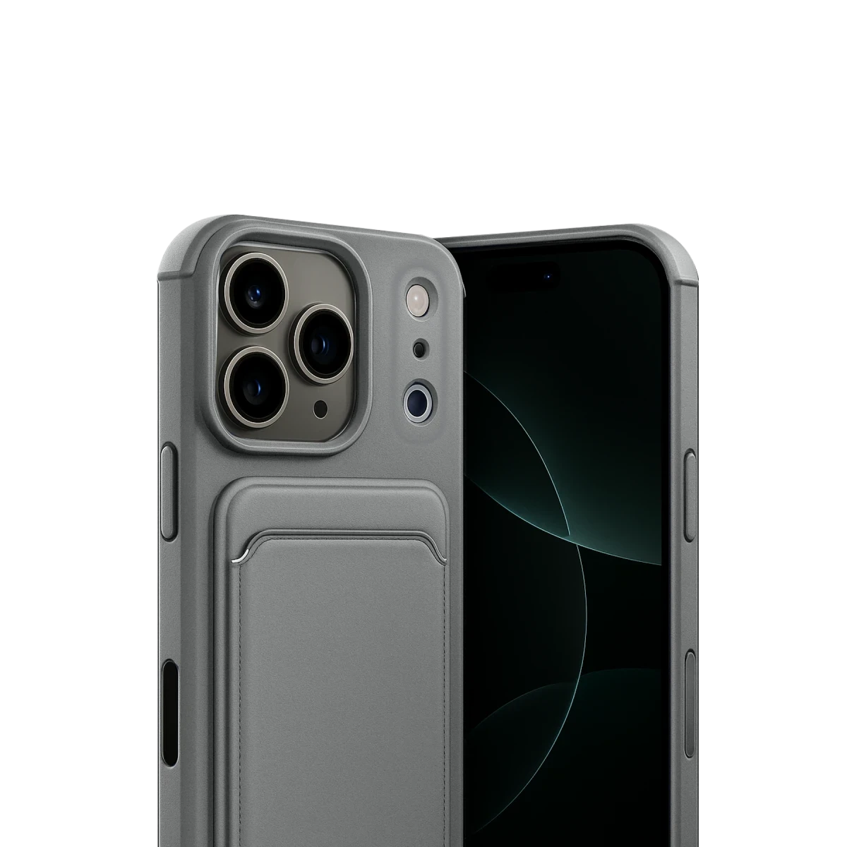 Apple iPhone 17 Pro Max Kelvin Kartvizitli Silikon - Gri