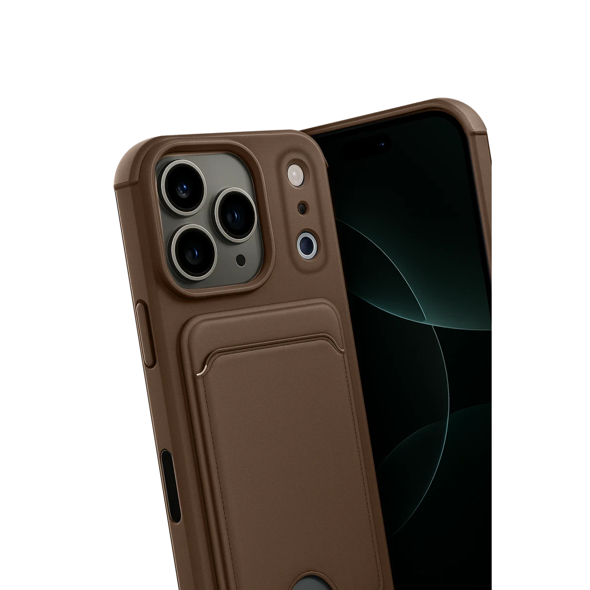 Apple iPhone 17 Pro Max Kelvin Kartvizitli Silikon - Kahverengi