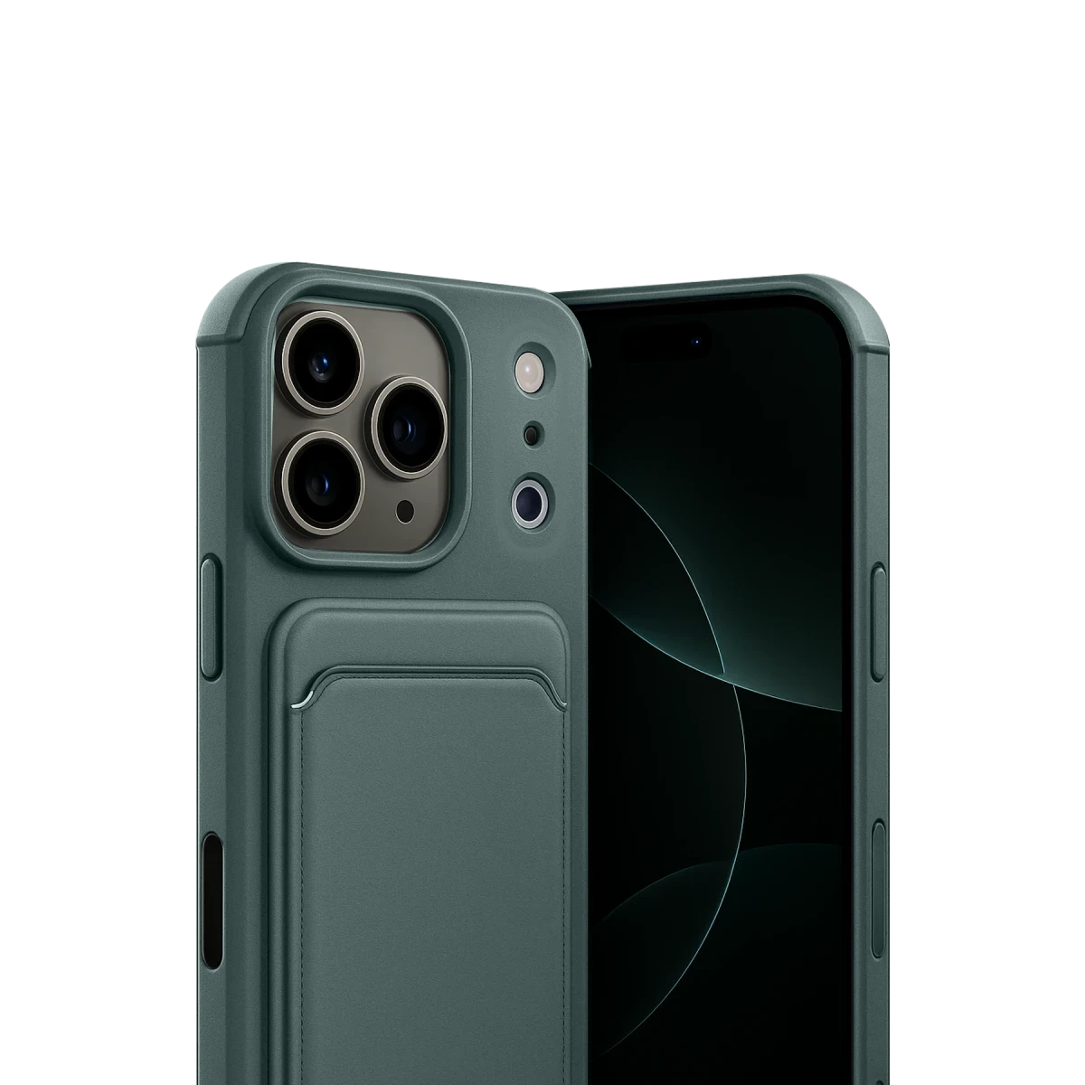 Apple iPhone 17 Pro Max Kelvin Kartvizitli Silikon - Koyu Yeşil