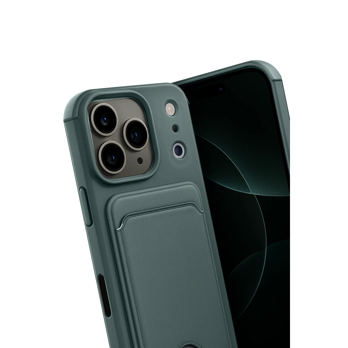 Apple iPhone 17 Pro Max Kelvin Kartvizitli Silikon - Koyu Yeşil