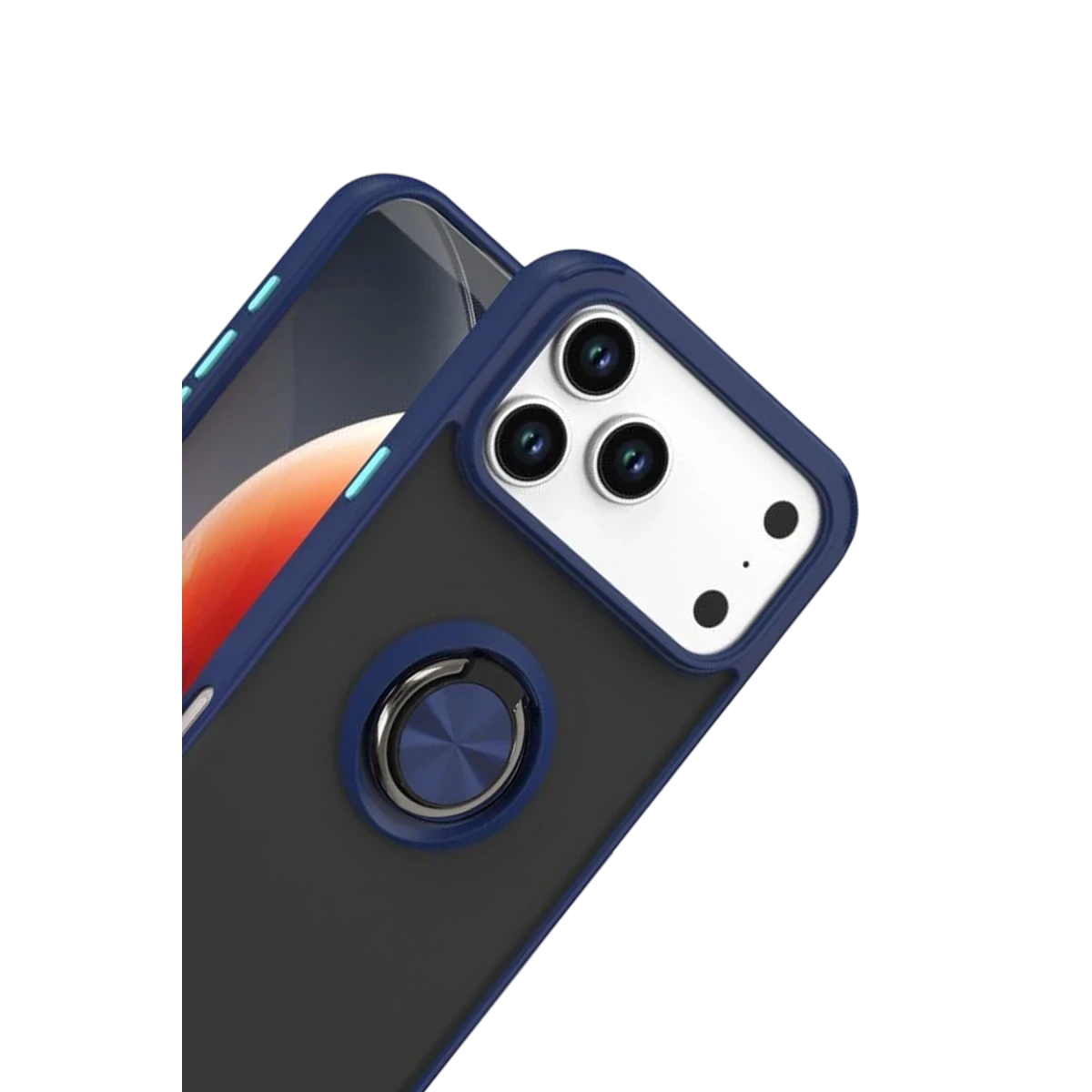 Apple iPhone 17 Pro Max Montreal Yüzüklü Silikon Kapak - Lacivert