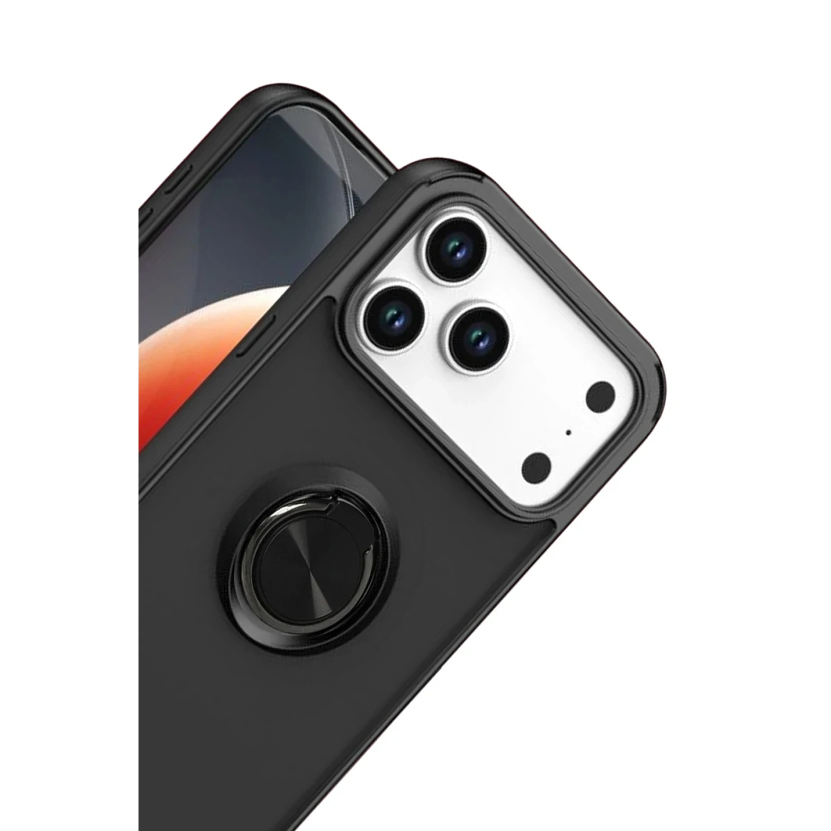Apple iPhone 17 Pro Max Montreal Yüzüklü Silikon Kapak - Siyah
