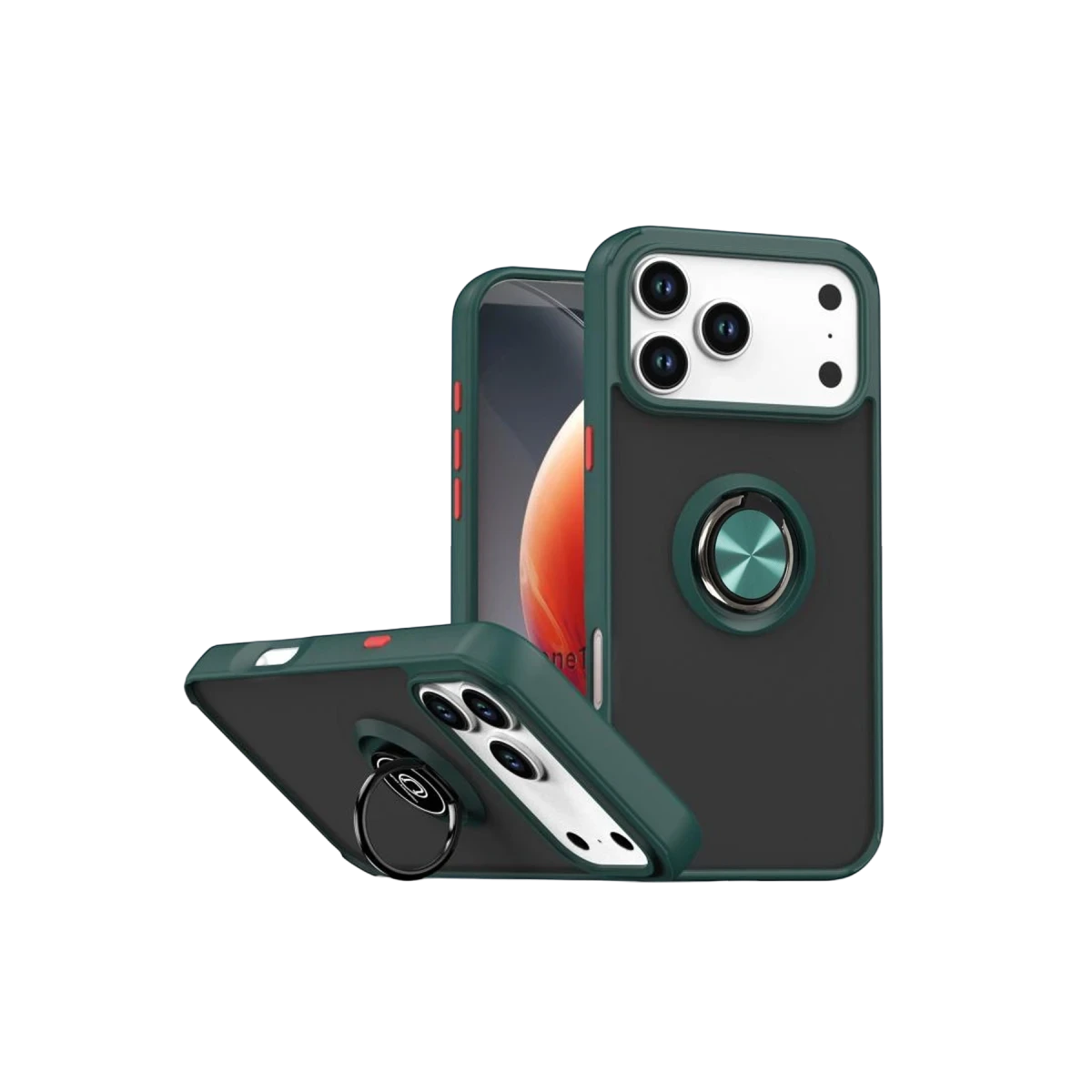 Apple iPhone 17 Pro Max Montreal Yüzüklü Silikon Kapak - Yeşil