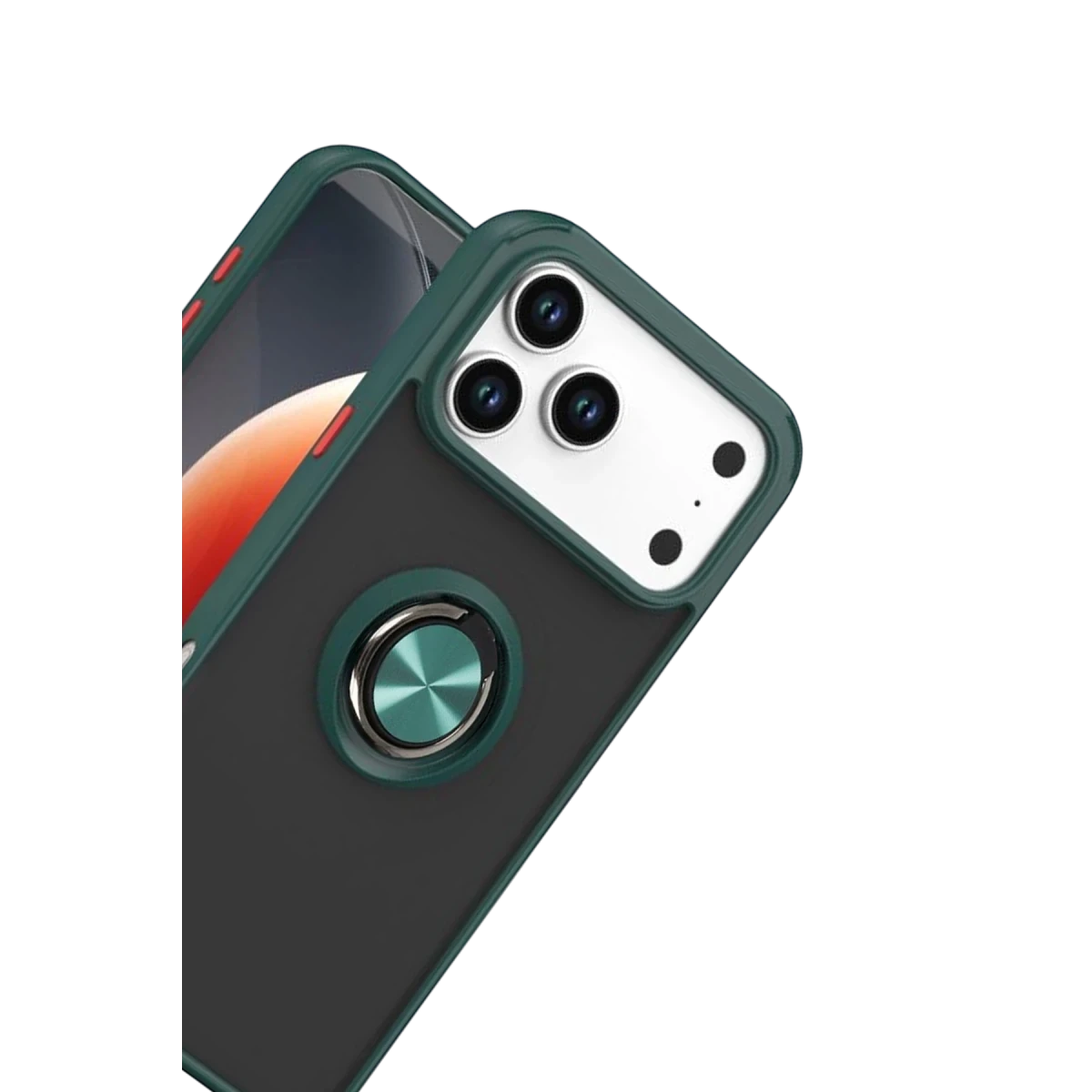Apple iPhone 17 Pro Max Montreal Yüzüklü Silikon Kapak - Yeşil