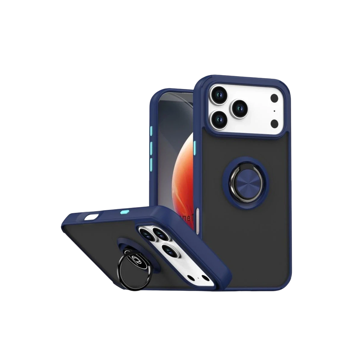 Apple iPhone 17 Pro Montreal Yüzüklü Silikon Kapak - Lacivert