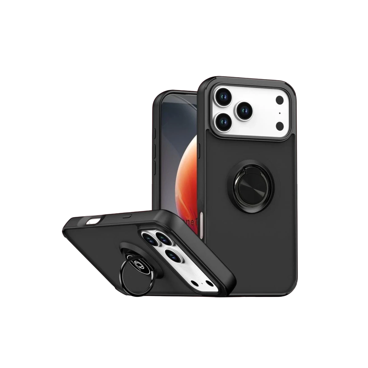 Apple iPhone 17 Pro Montreal Yüzüklü Silikon Kapak - Siyah