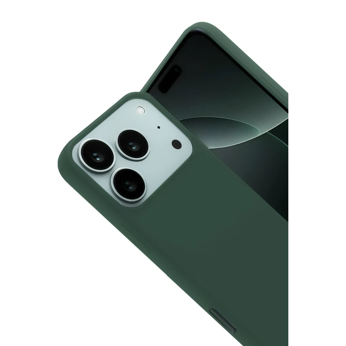 Apple iPhone 17 Pro Nano içi Kadife Silikon - Koyu Yeşil
