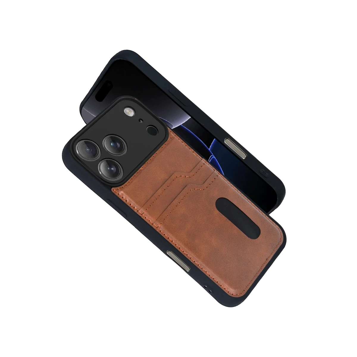 Apple iPhone 17 Pro Sara Kartvizitli Deri Kılıf - Taba