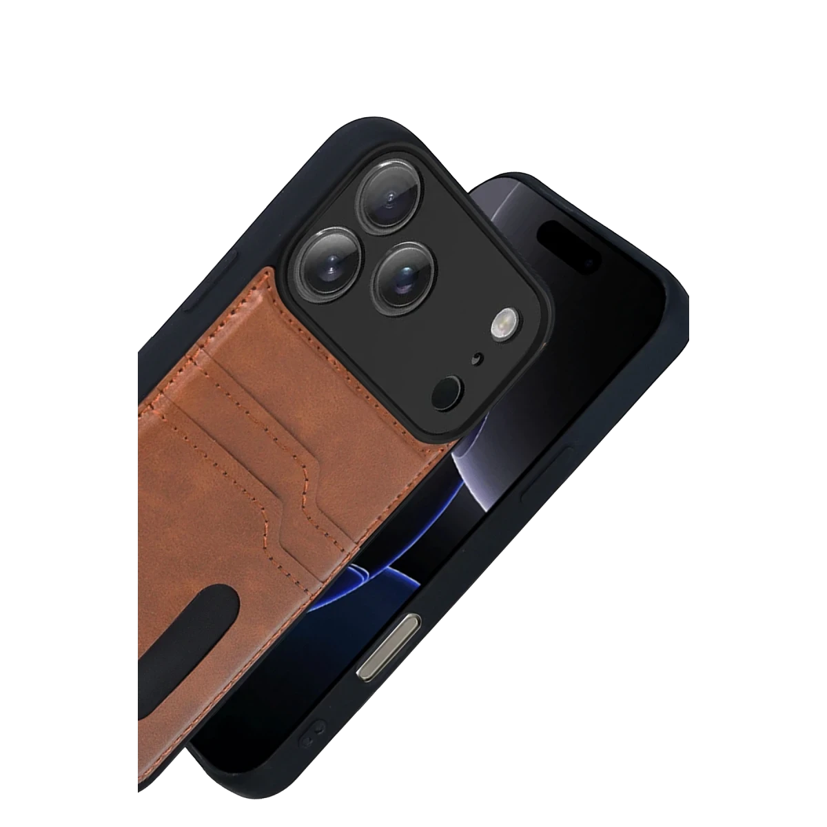 Apple iPhone 17 Pro Sara Kartvizitli Deri Kılıf - Taba