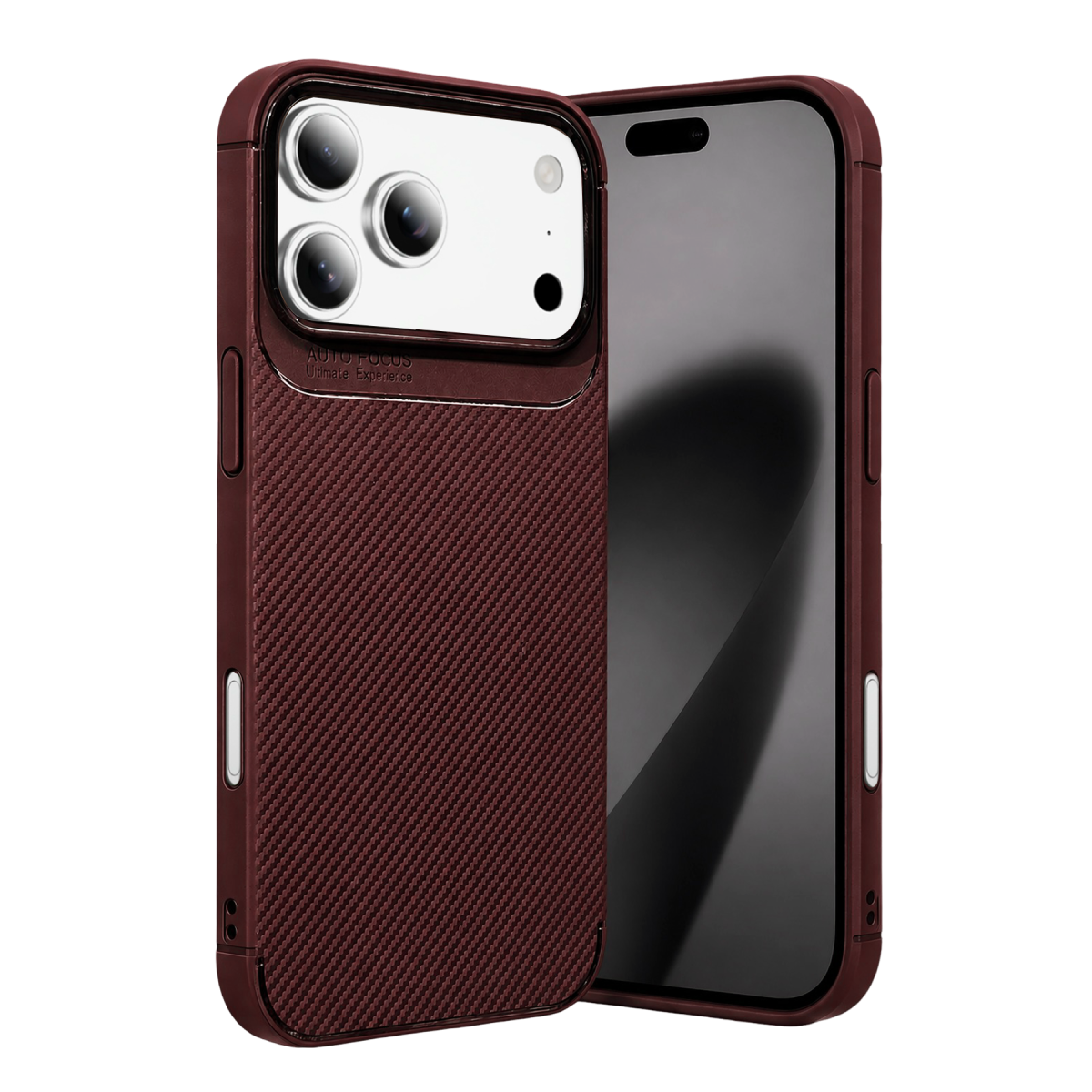 Apple iPhone 18 Pro Auto Focus Karbon Kapak - Bordo