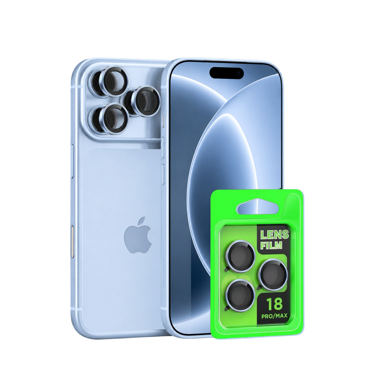 Apple iPhone 18 Pro Raze Metal Kamera Lens - Açık Mavi
